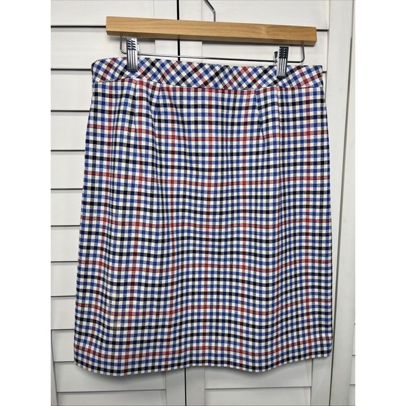Talbots Gingham Plaid Cotton Blend A-Line Skirt Size 8 Red, White & Blue - Picture 6 of 7